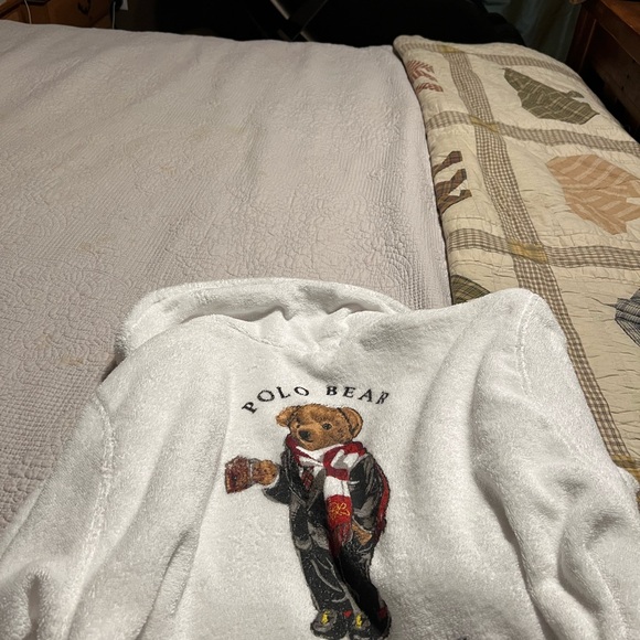 Ralph Lauren Polo Bear Plush White Bathrobe - Picture 4 of 4